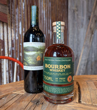 Old Tavern Farm whiskey and wine duo featuring Bourbon and Whiskey Barrel Aged Cabernet Sauvignon