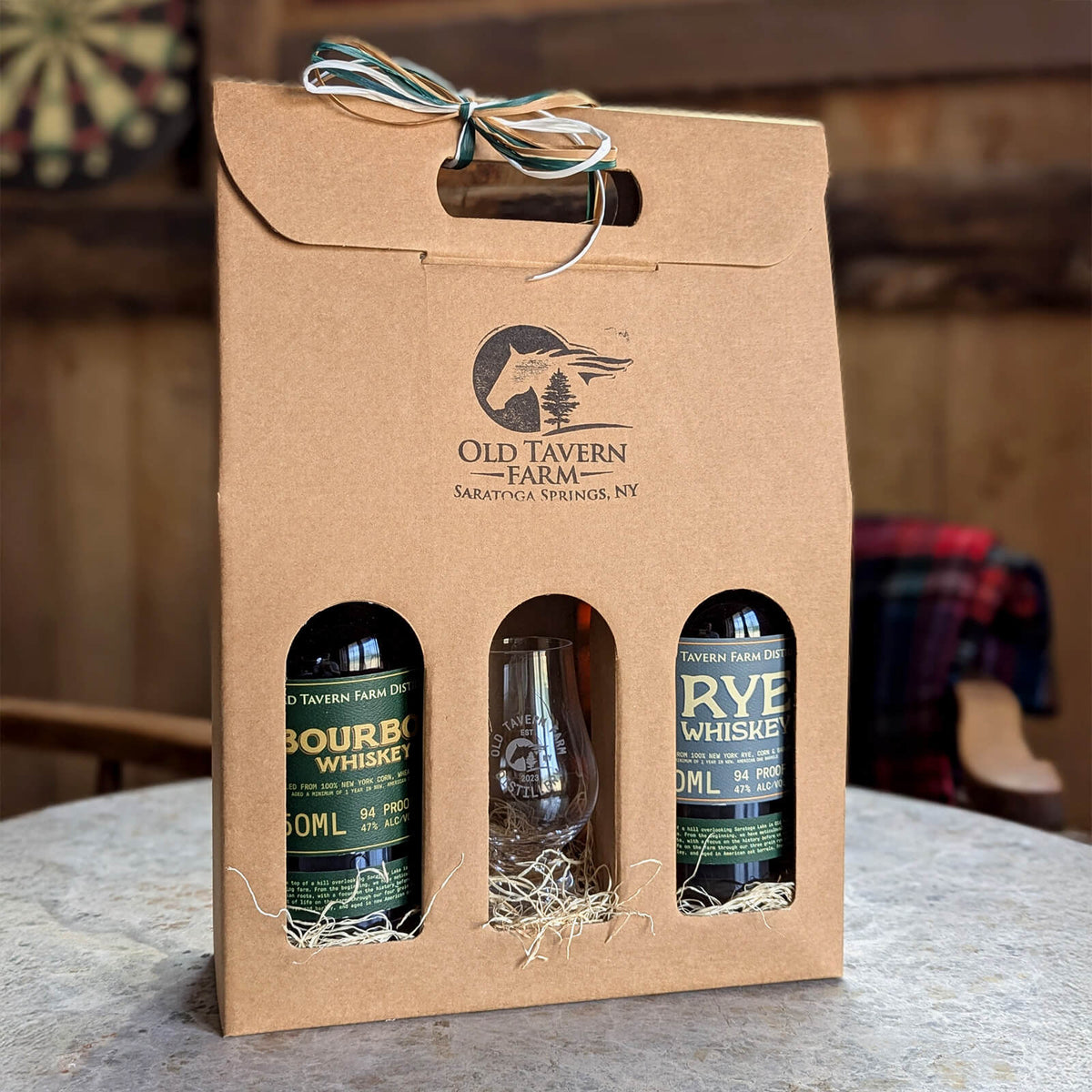 Old Tavern Farm Distillery whiskey lover's gift box with Bourbon and Rye