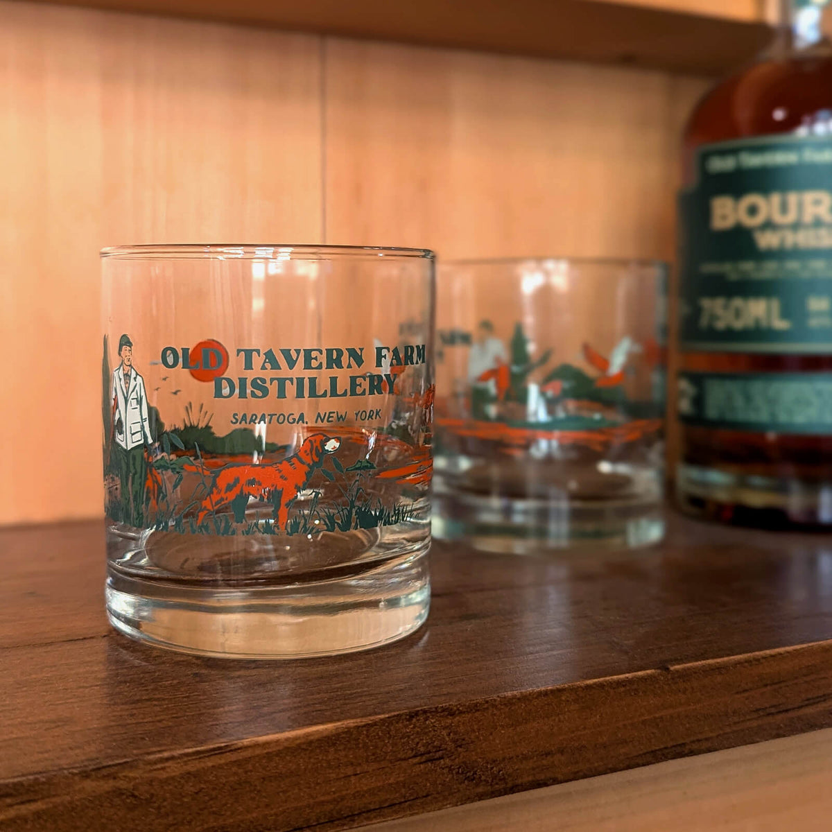 Old Tavern Farm Distillery "Duck Hunt" printed 11oz rocks glass