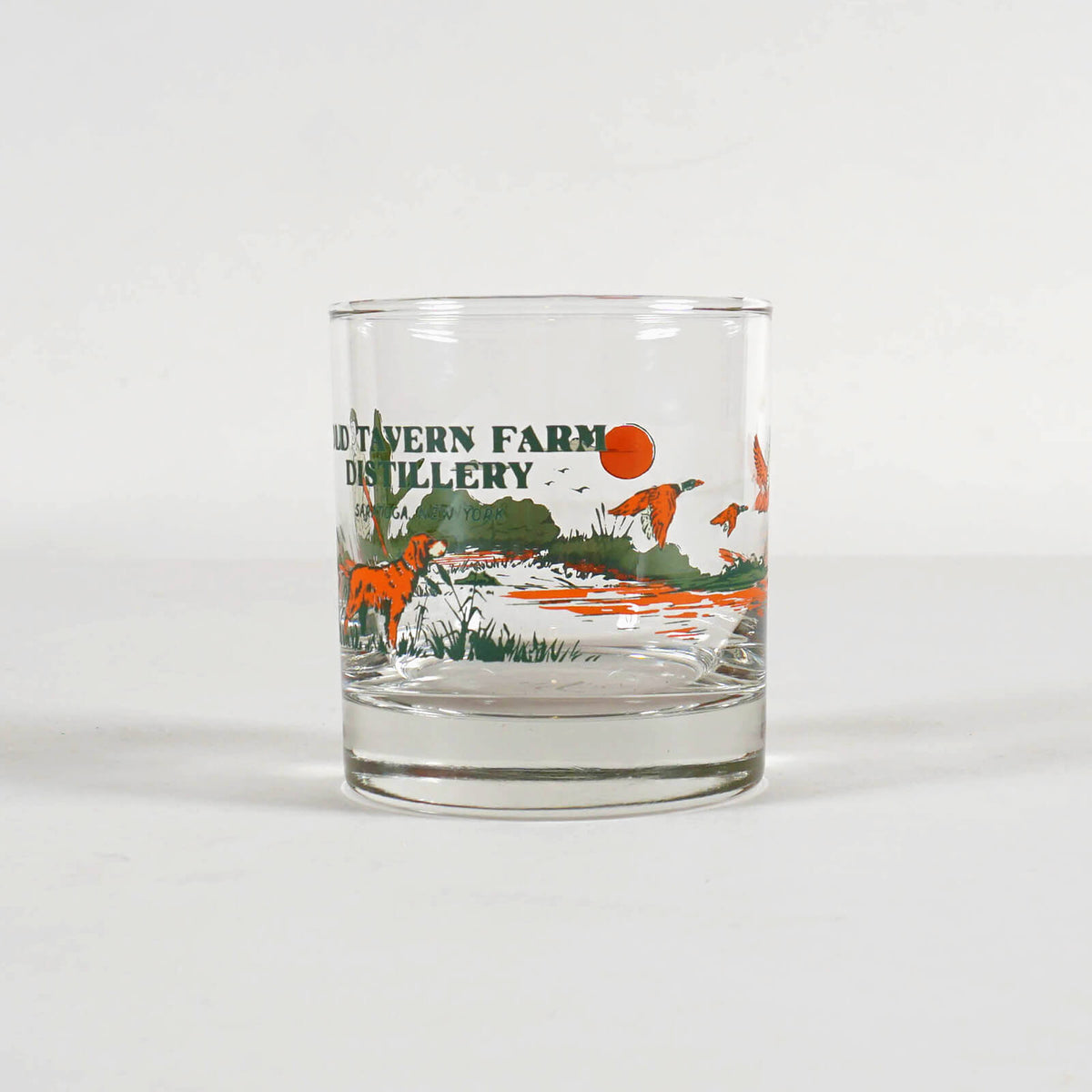 Old Tavern Farm Distillery "Duck Hunt" printed 11oz rocks glass
