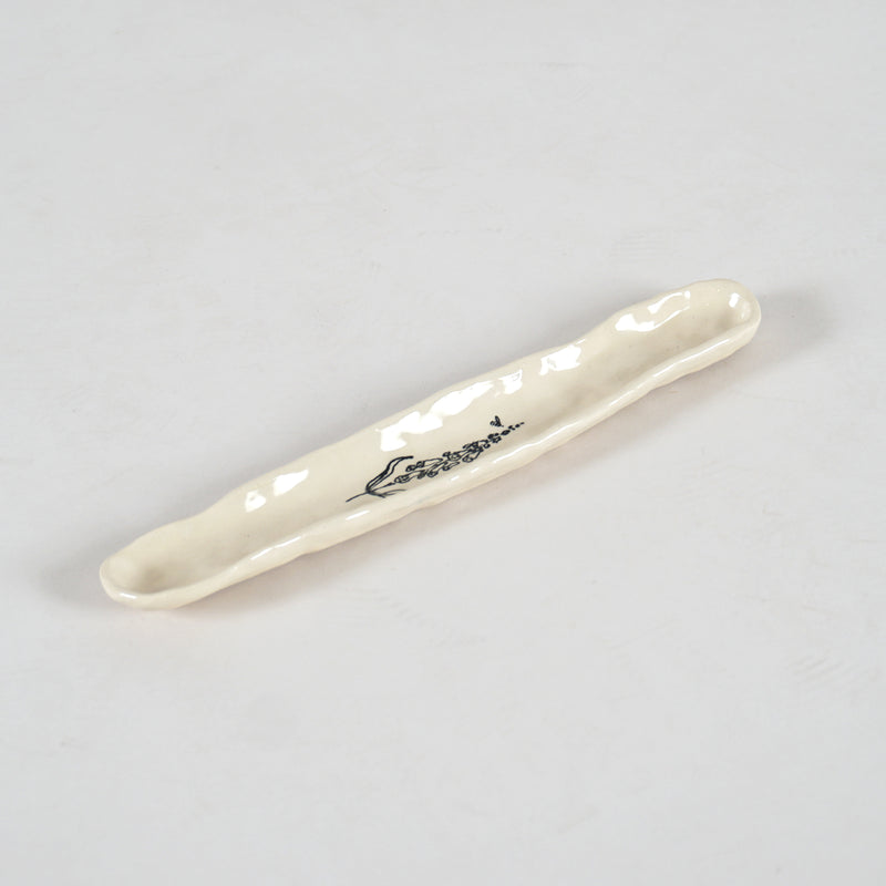 Handmade ceramic white olive tray