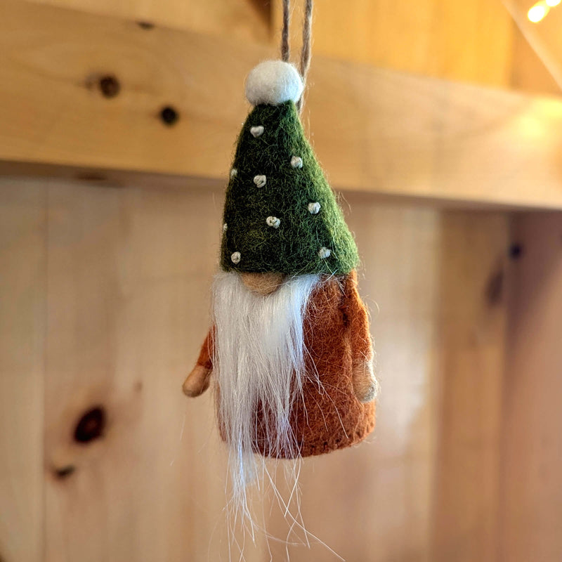 Felt Forest Gnome Ornament, orange variant