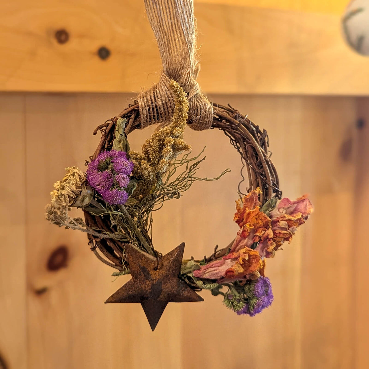 Ornament – Dried Floral & Wicker Hoop