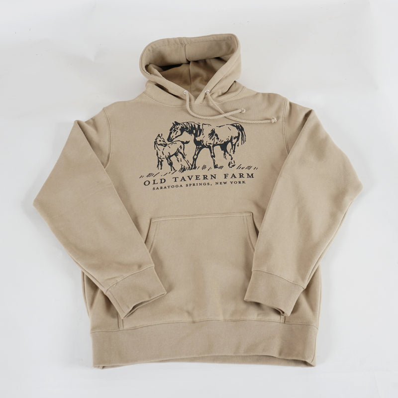 Old Tavern Farm Mare and Foal Hoodie, Sand