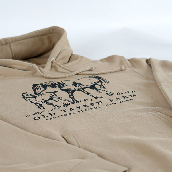 Old Tavern Farm Mare and Foal Hoodie, Sand
