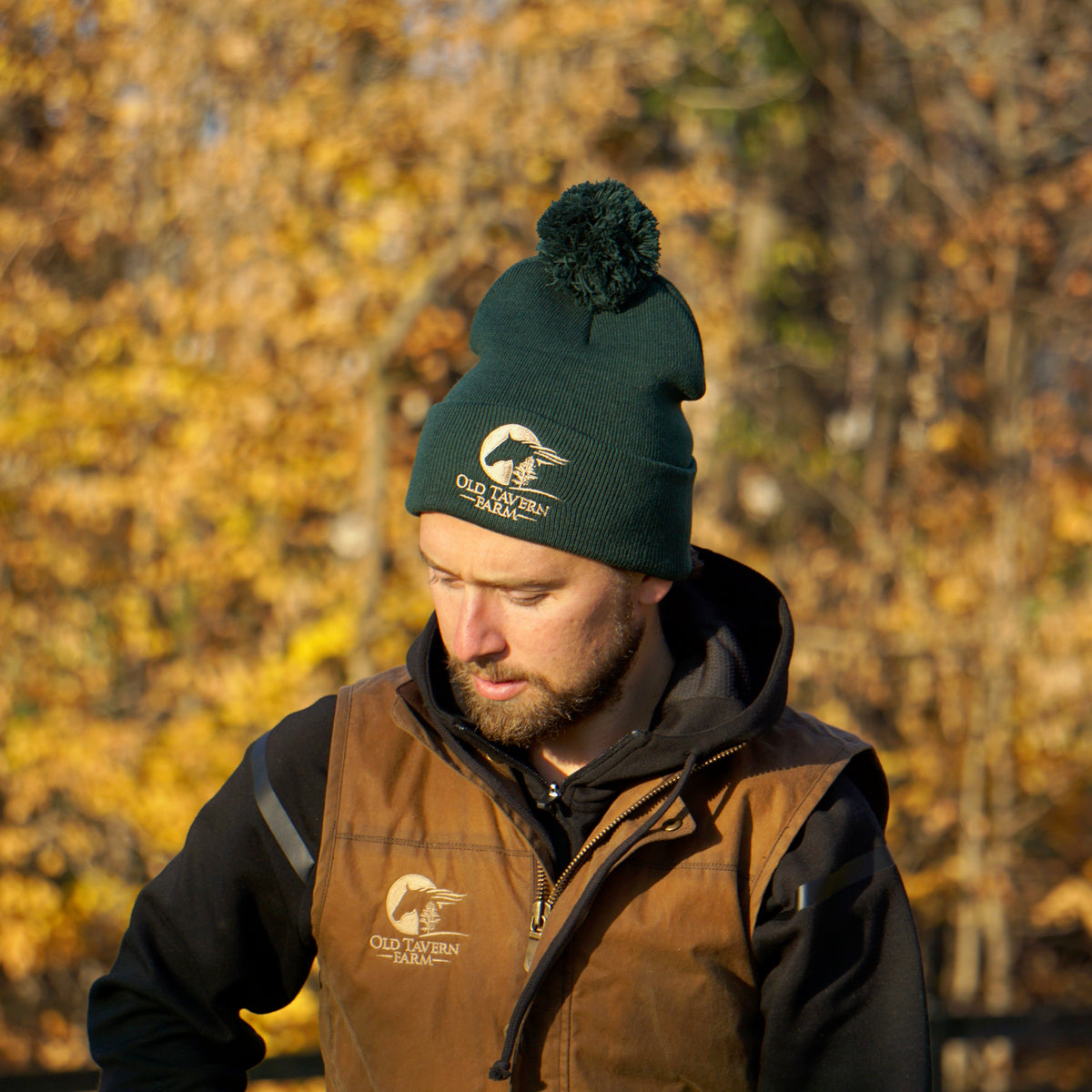 Green Beanie w/ Pom Pom